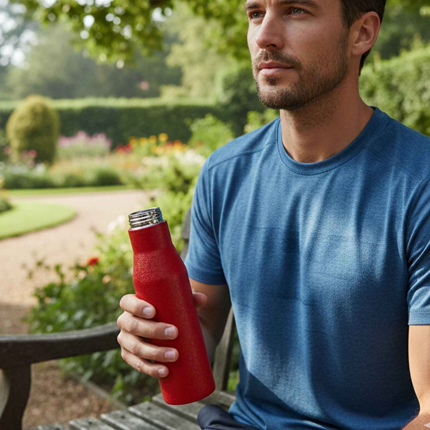 Red Stainless Steel Water Bottle 1000ml – Insulated & Leakproof