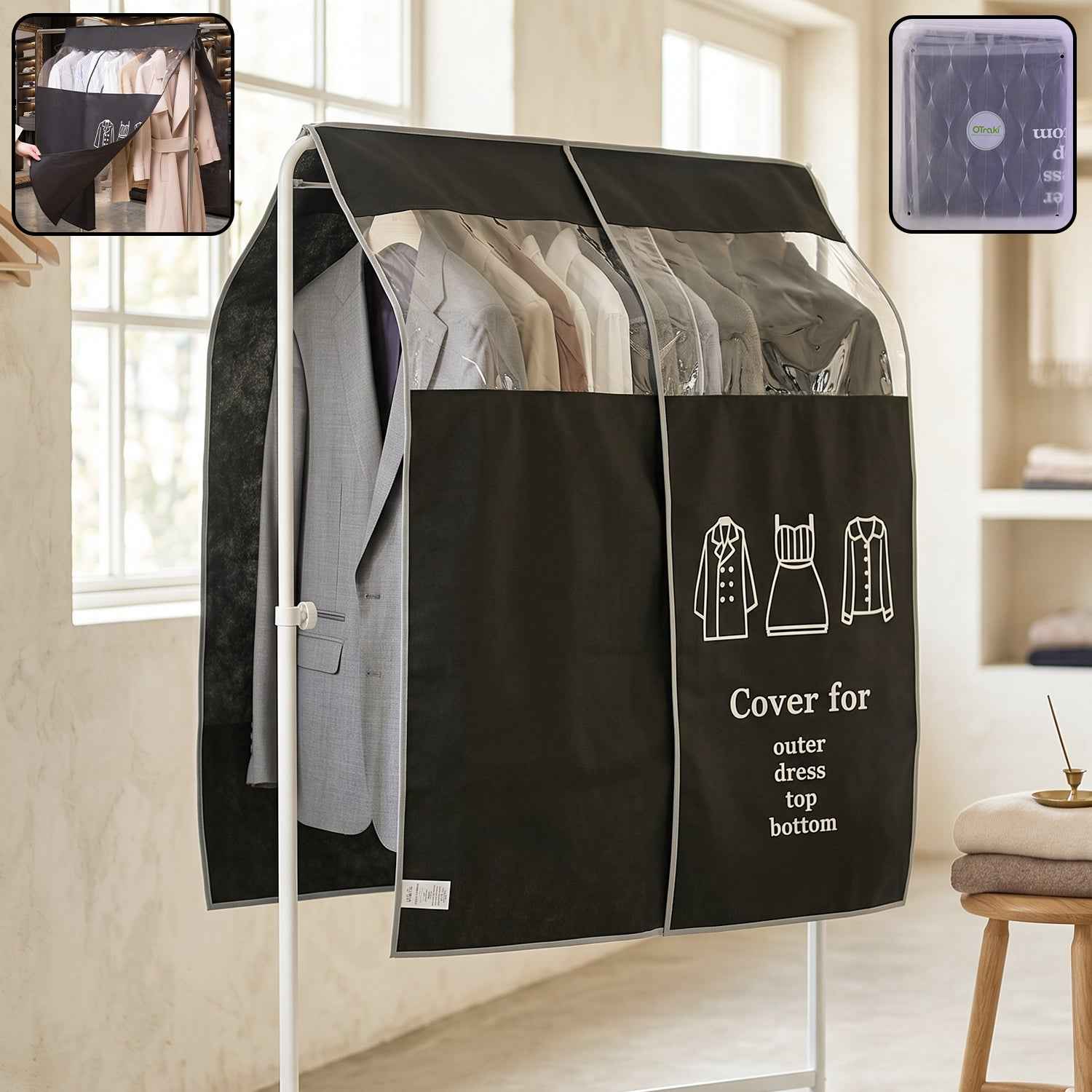 Hanging Garment Dust Cover – Keeps Clothes Neat & Dust-Free