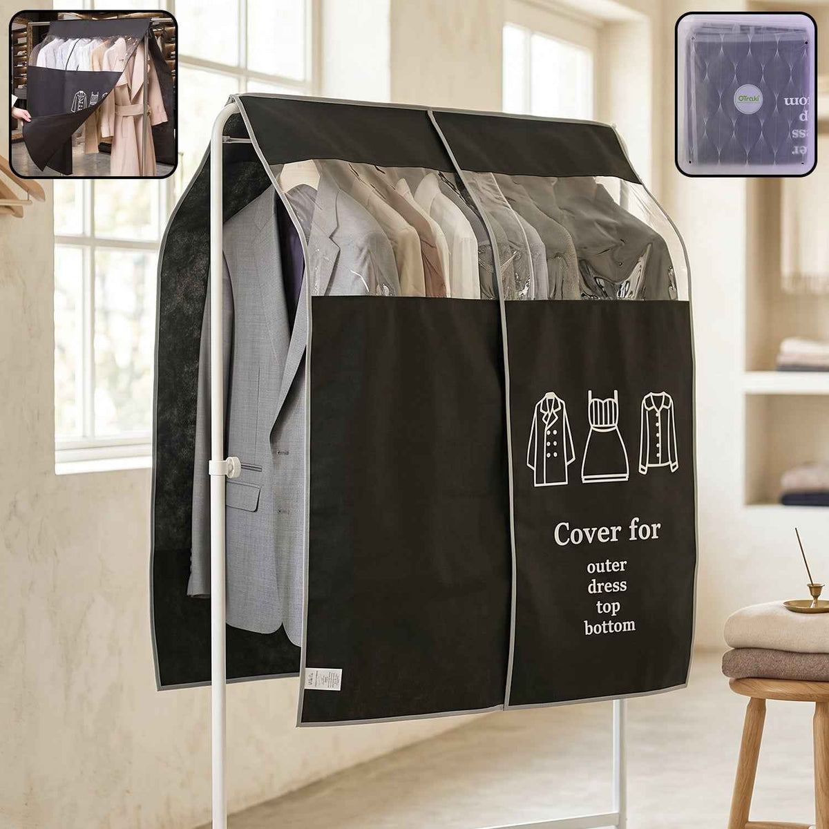 Hanging Garment Dust Cover – Keeps Clothes Neat & Dust-Free