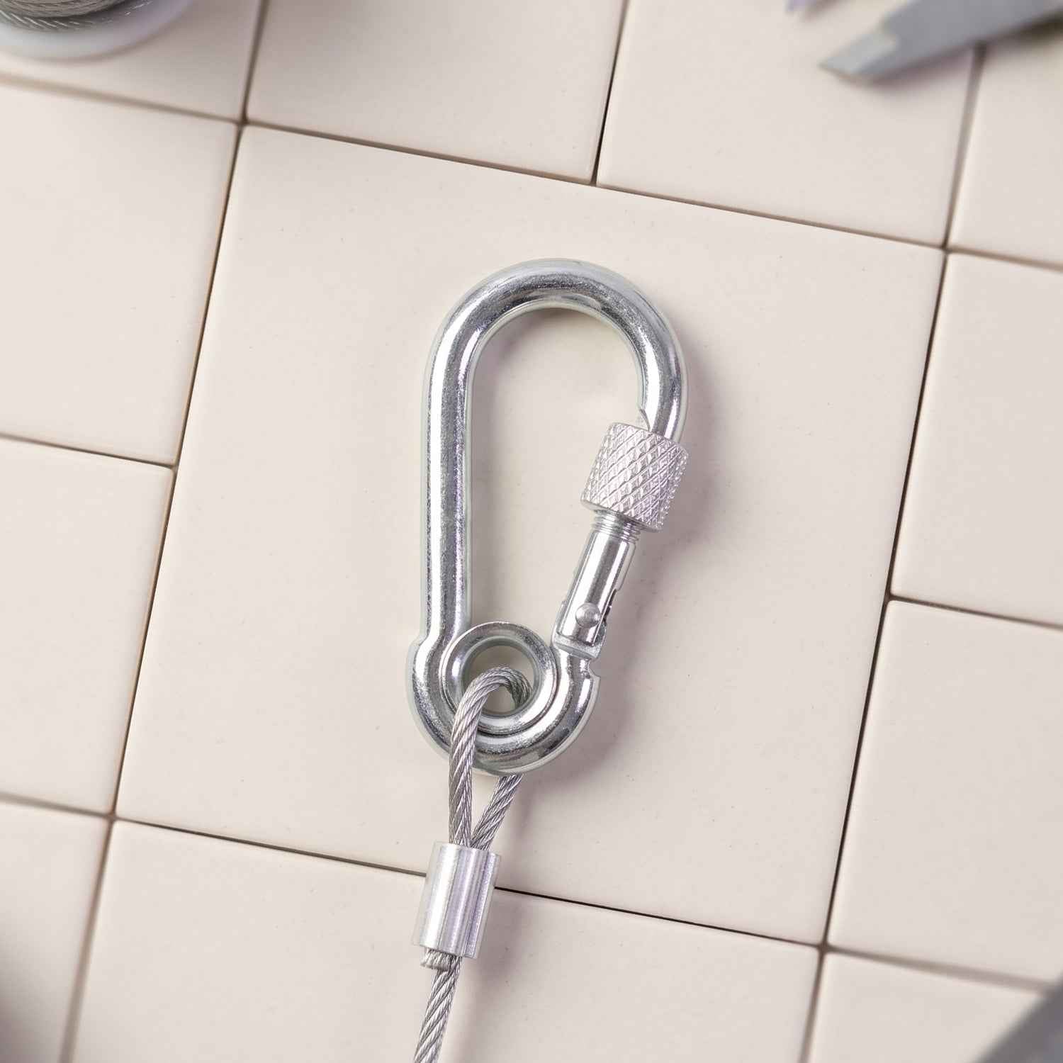 Heavy Duty Steel Clothesline – 5 Meter Wire Rope with Carabiner Hooks