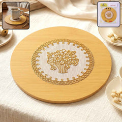 Wooden Heat Resistant Round Coaster – Protects Surfaces & Prevents Heat Marks