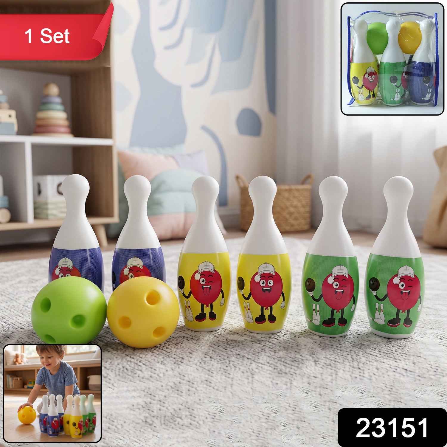 Kids Bowling Set Ð Develops Motor Skills & Coordination