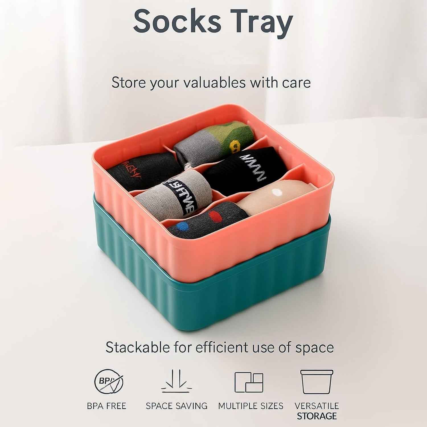 Square Organizer with 6 Compartments – Space-Saving Storage Set