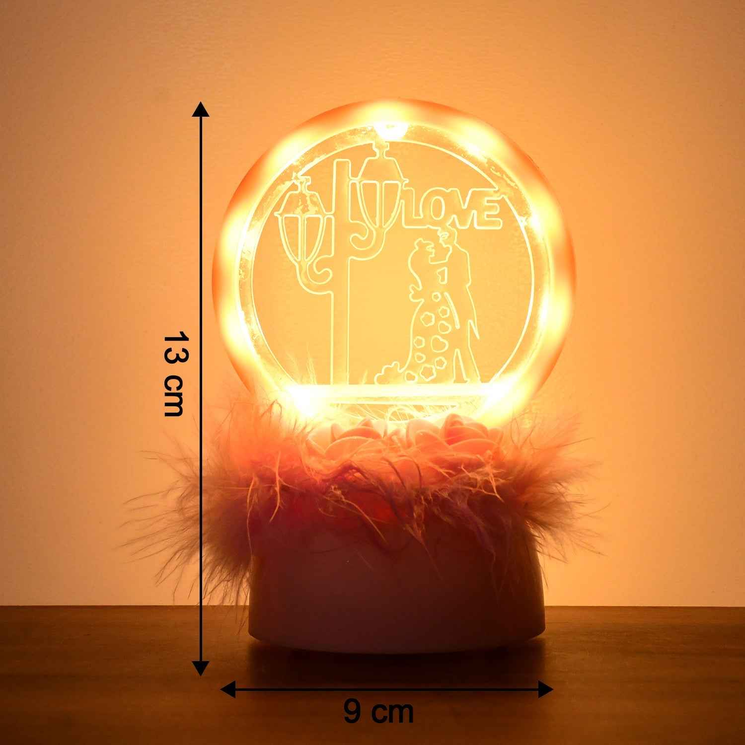 Romantic Round Love Couple Showpiece – Elegant LED Décor Gift