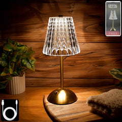 Crystal Table Lamp – Elegant Shade with USB Charging