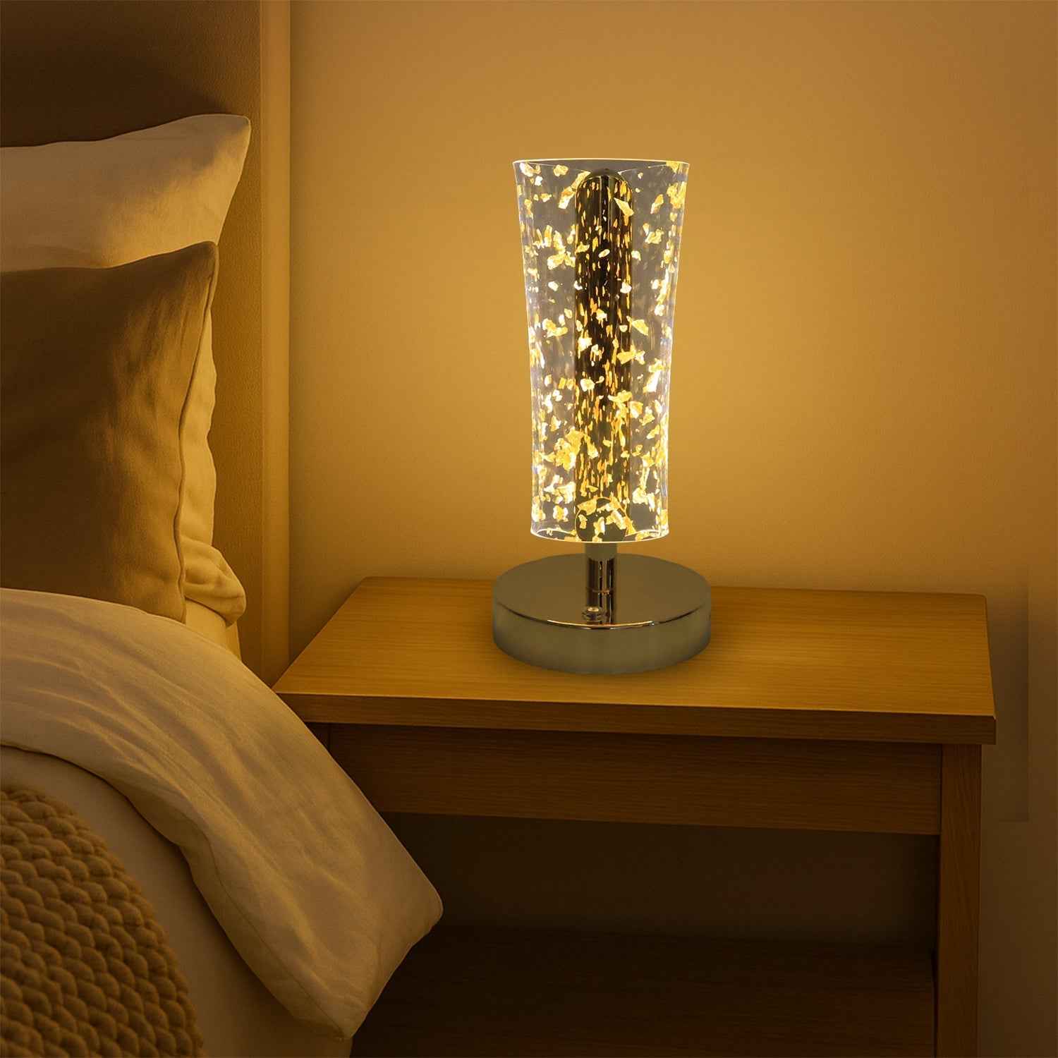 Crystal LED Table Lamp – Elegant Golden Decorative Lighting