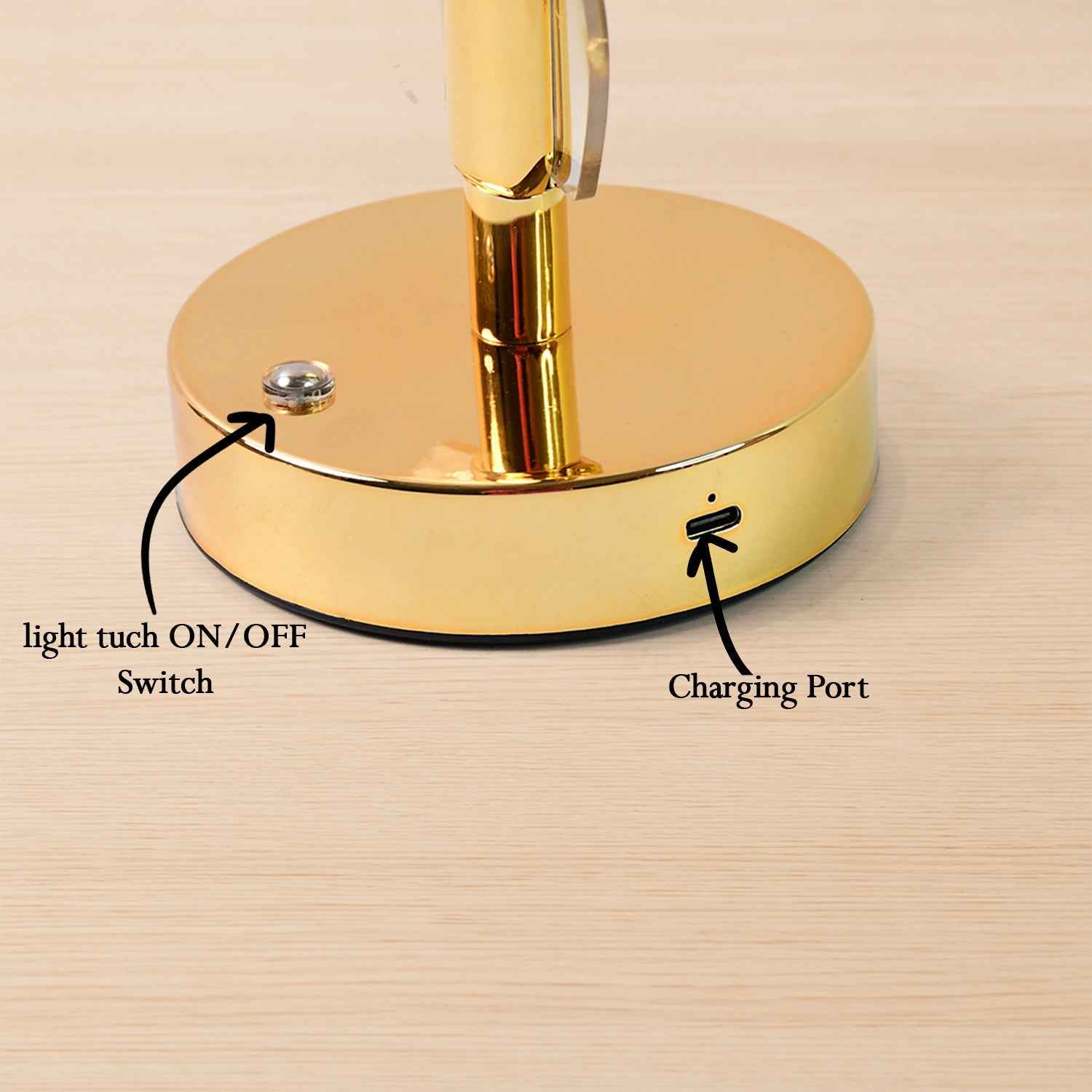 Crystal Table Lamp – Luxury Golden Leaf Design with USB Charging