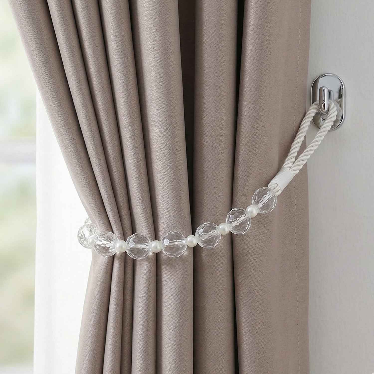 Curtain Tieback Rope – Elegant Pearl Beaded Design for Home Decor