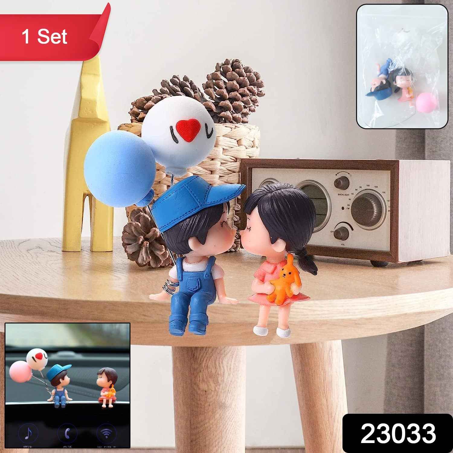 Cute Couple Car Dashboard Figurine – Romantic Mini Showpiece for Car & Home