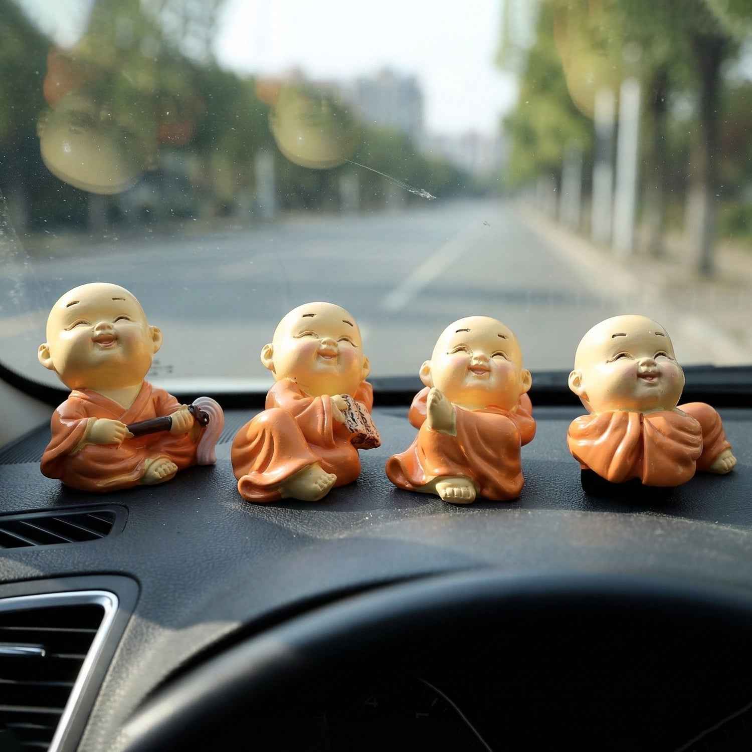 Mini Monk Buddha Idol Set – Serene & Joyful Home Decor