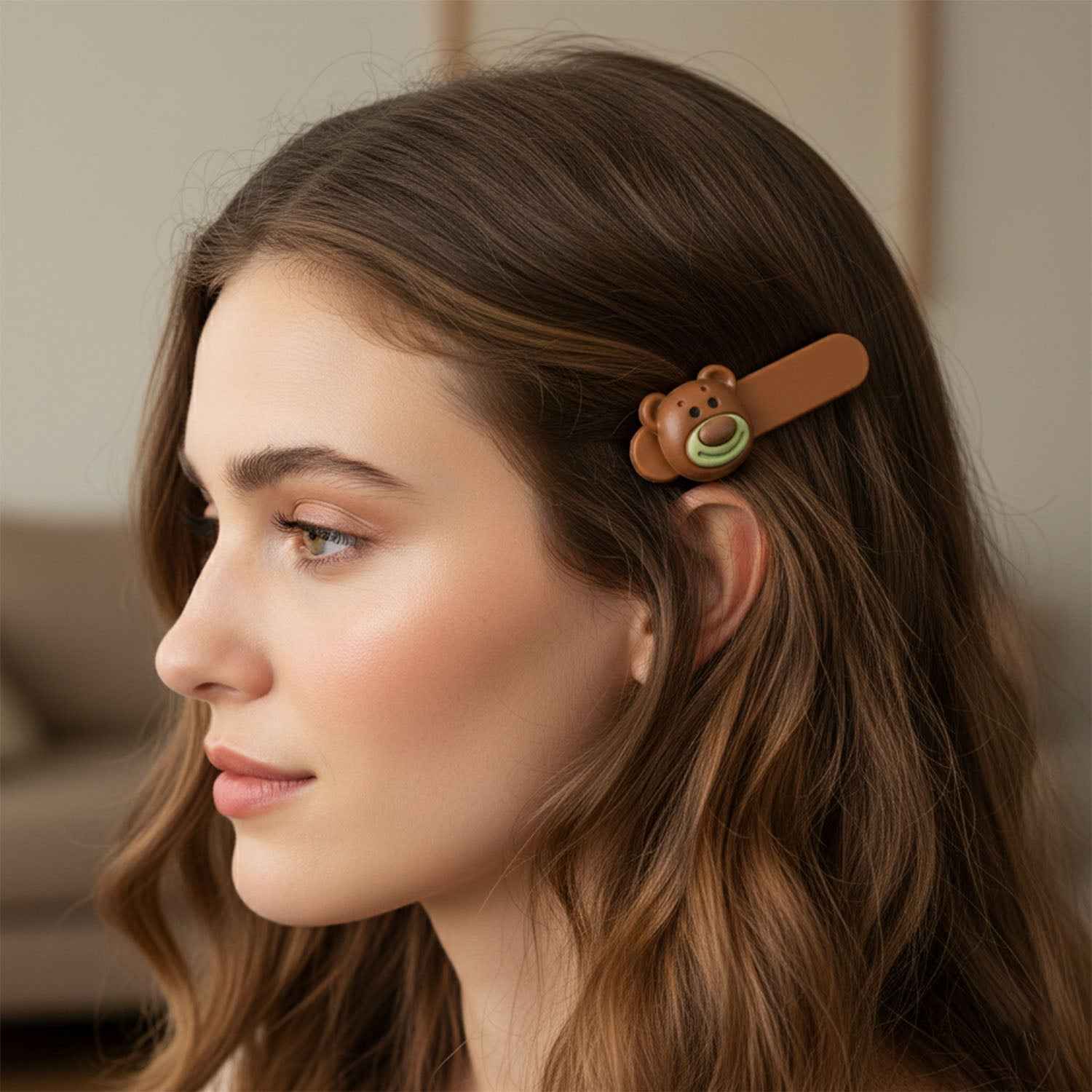 Bear Face Decorative Hair Clips Set – Playful & Secure Hold (4 Pc)