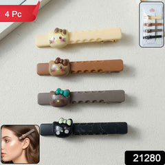Cute Cartoon Cat Hair Clips Set – 4 pcs Stylish Snap Clips