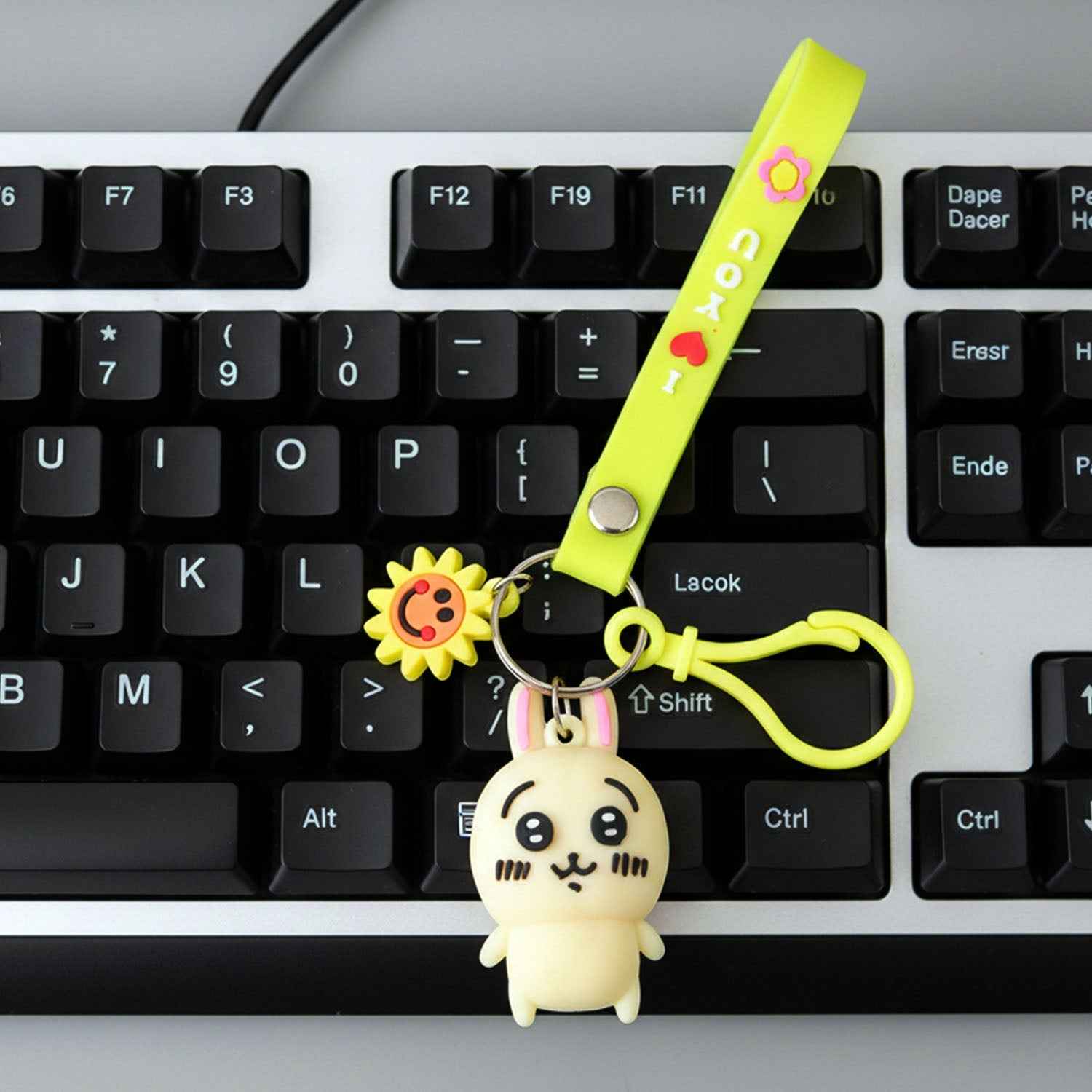 Cartoon Bunny Silicone Keychain – Soft & Durable Bag Charm