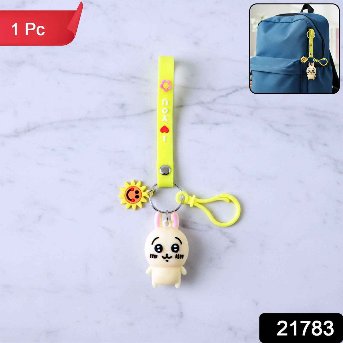 Cartoon Bunny Silicone Keychain – Soft & Durable Bag Charm