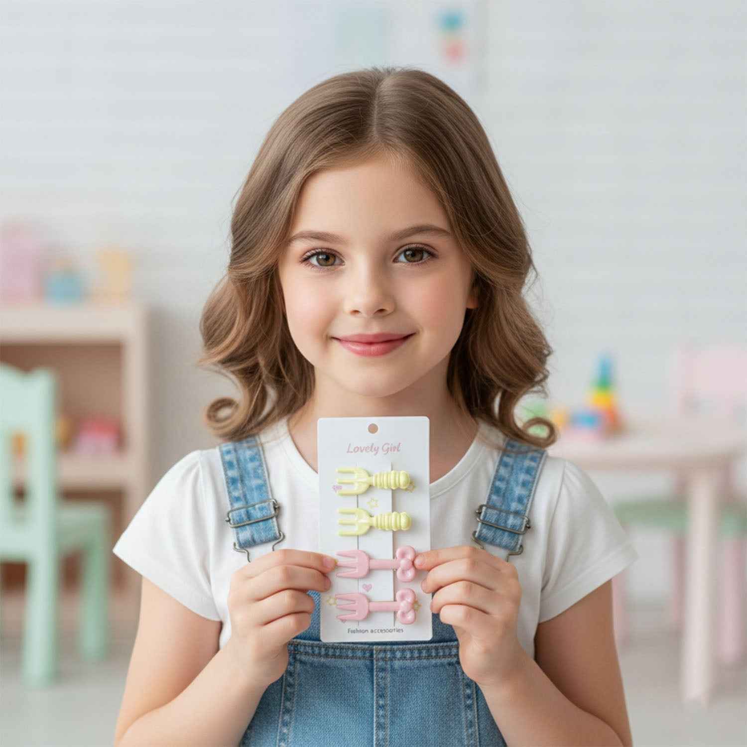 Mini Fork Hair Clips – Pastel Set of 4 for Girls & Women
