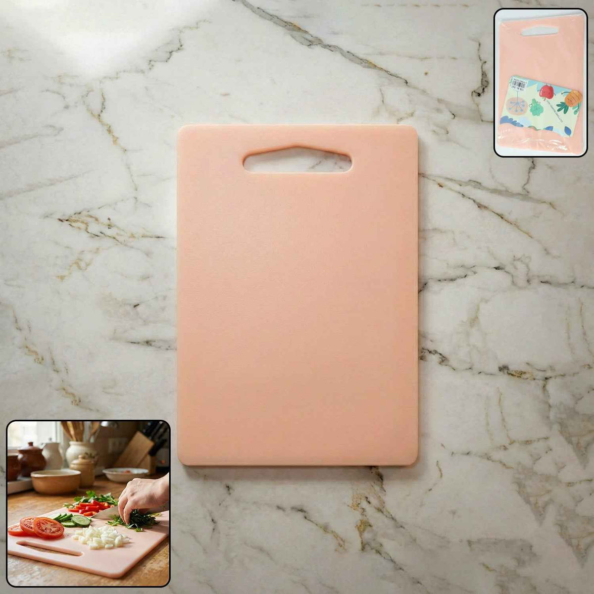 Plastic Chopping Board with Handle Grip – Compact 30x20cm