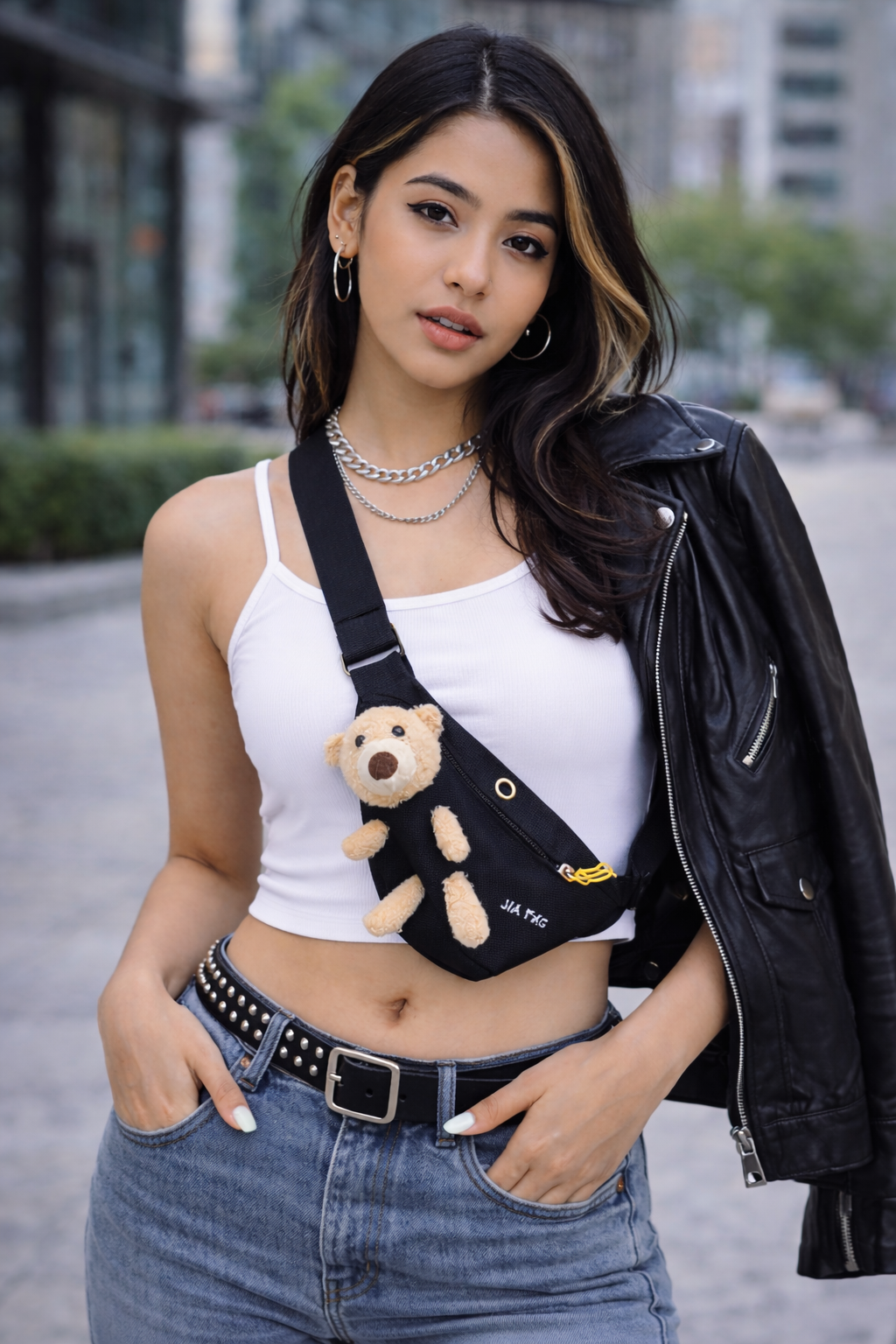 Teddy bear Plush Cross bag - Black