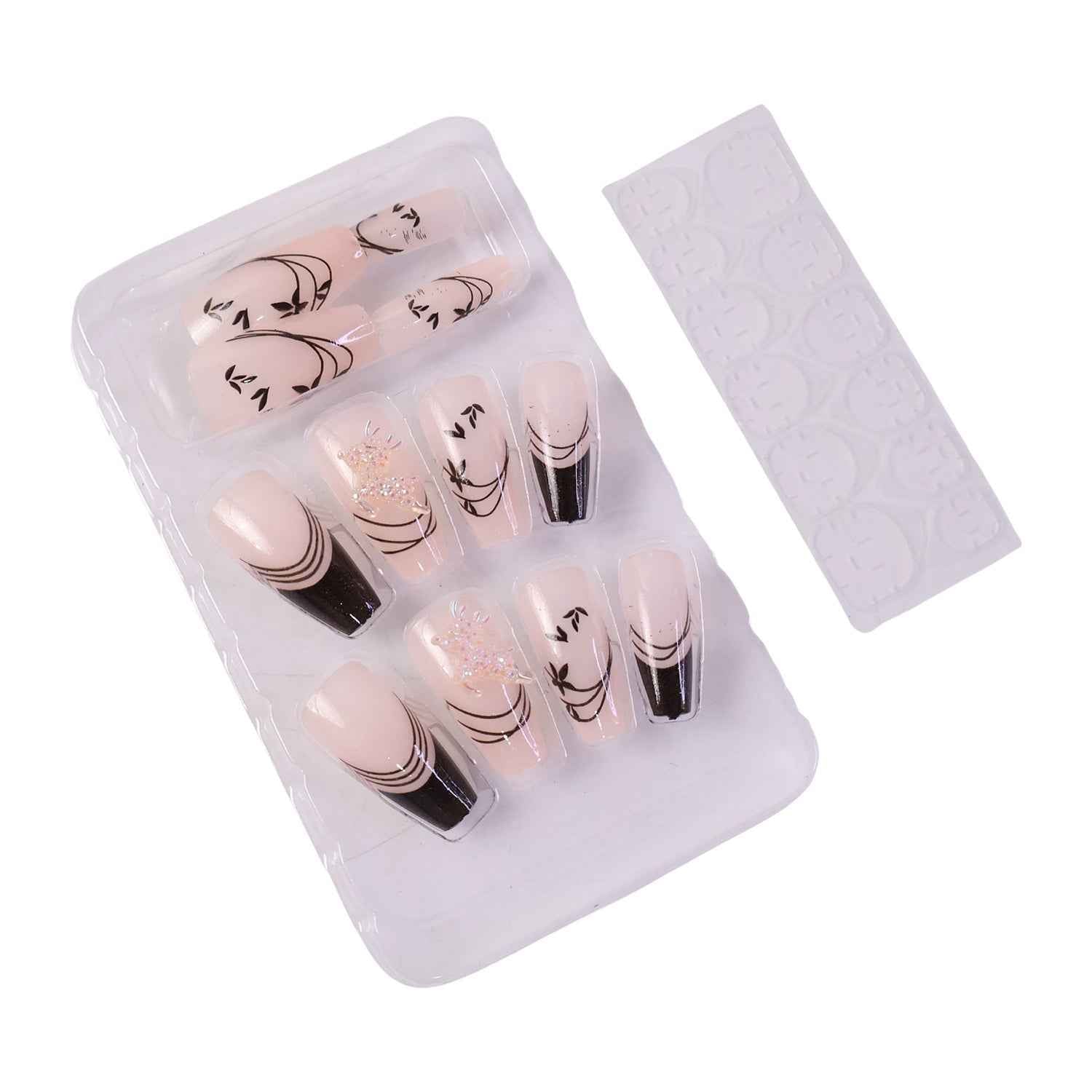 Burgundy Artificial Press-On Nails – Reusable Floral Set