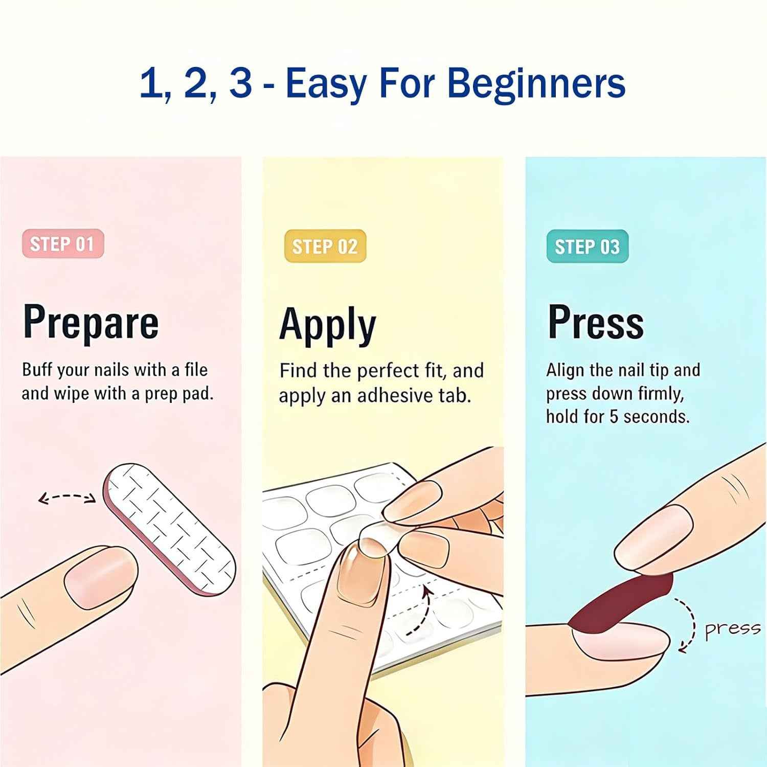 Press-On Nail Tips – Glitter 3D Floral Design with Strong Glue