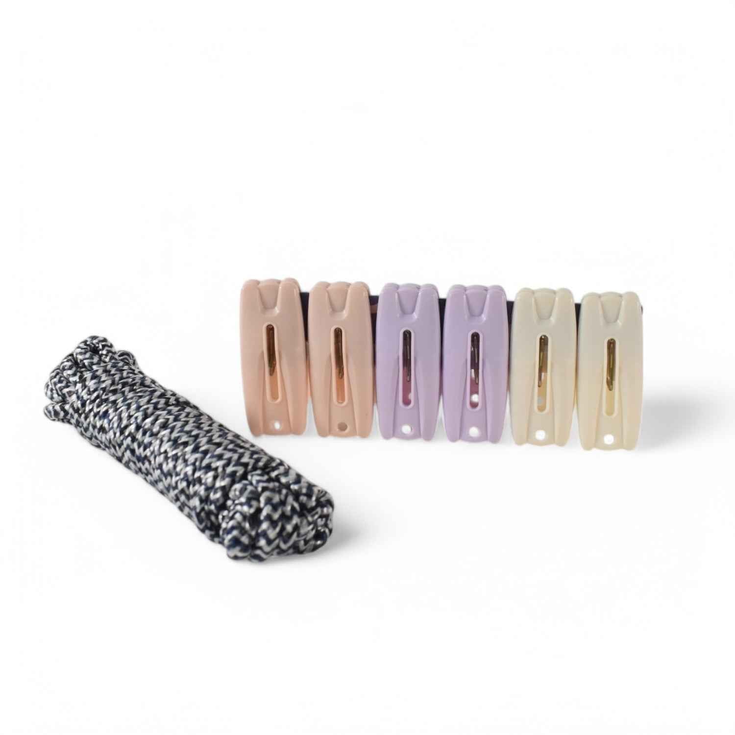 Cloth Drying Rope with Clips – Durable 7-Piece Hanging Set