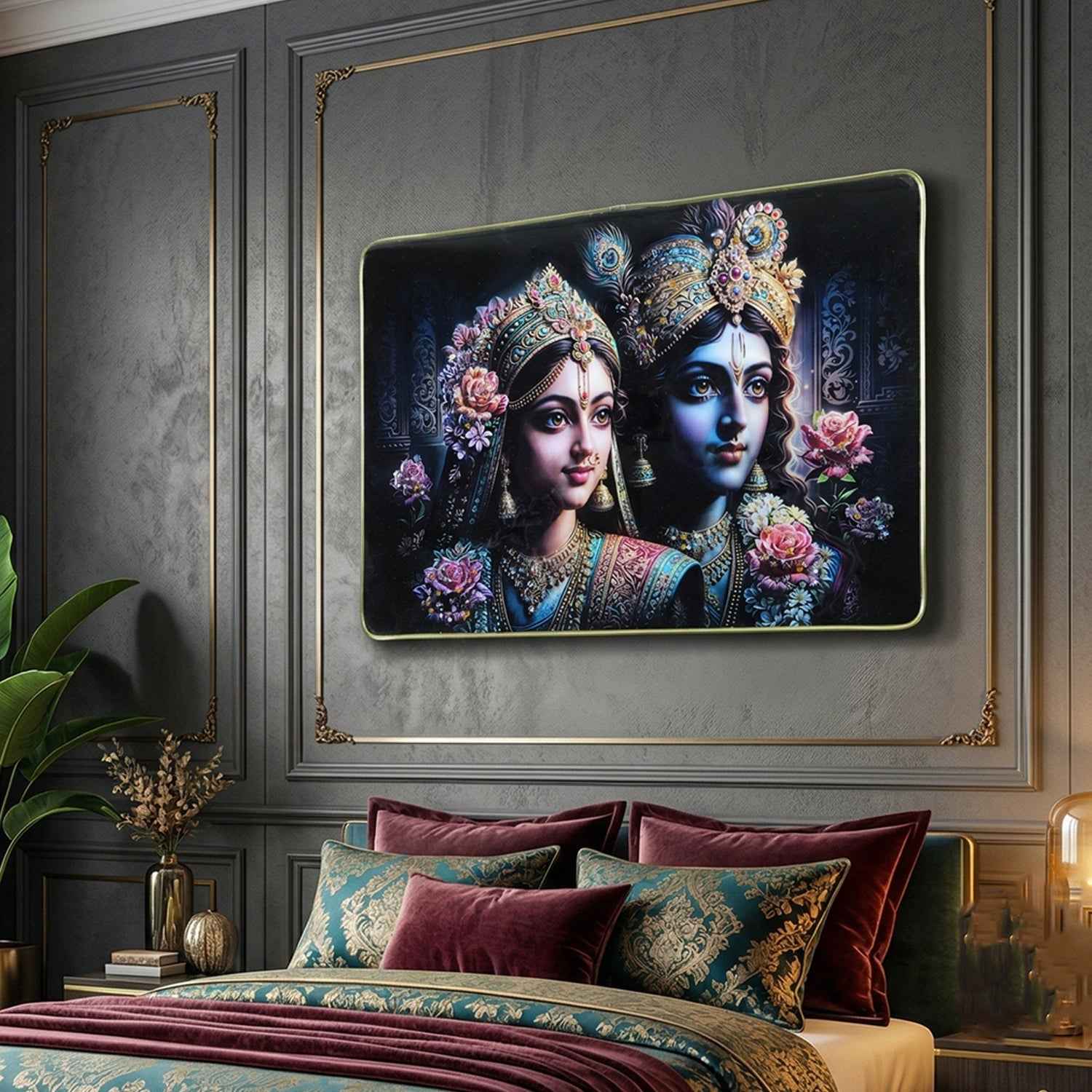 Radha Krishna Wall Painting – Divine Art for Home & Temple