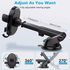Car Mobile Holder – Adjustable 360° Suction Mount with One-Touch Lock