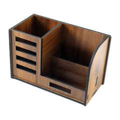 Wooden Desk Organizer – Multi-Compartment Office Storage Stand