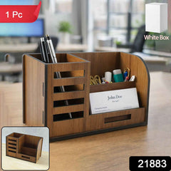 Wooden Desk Organizer – Multi-Compartment Office Storage Stand