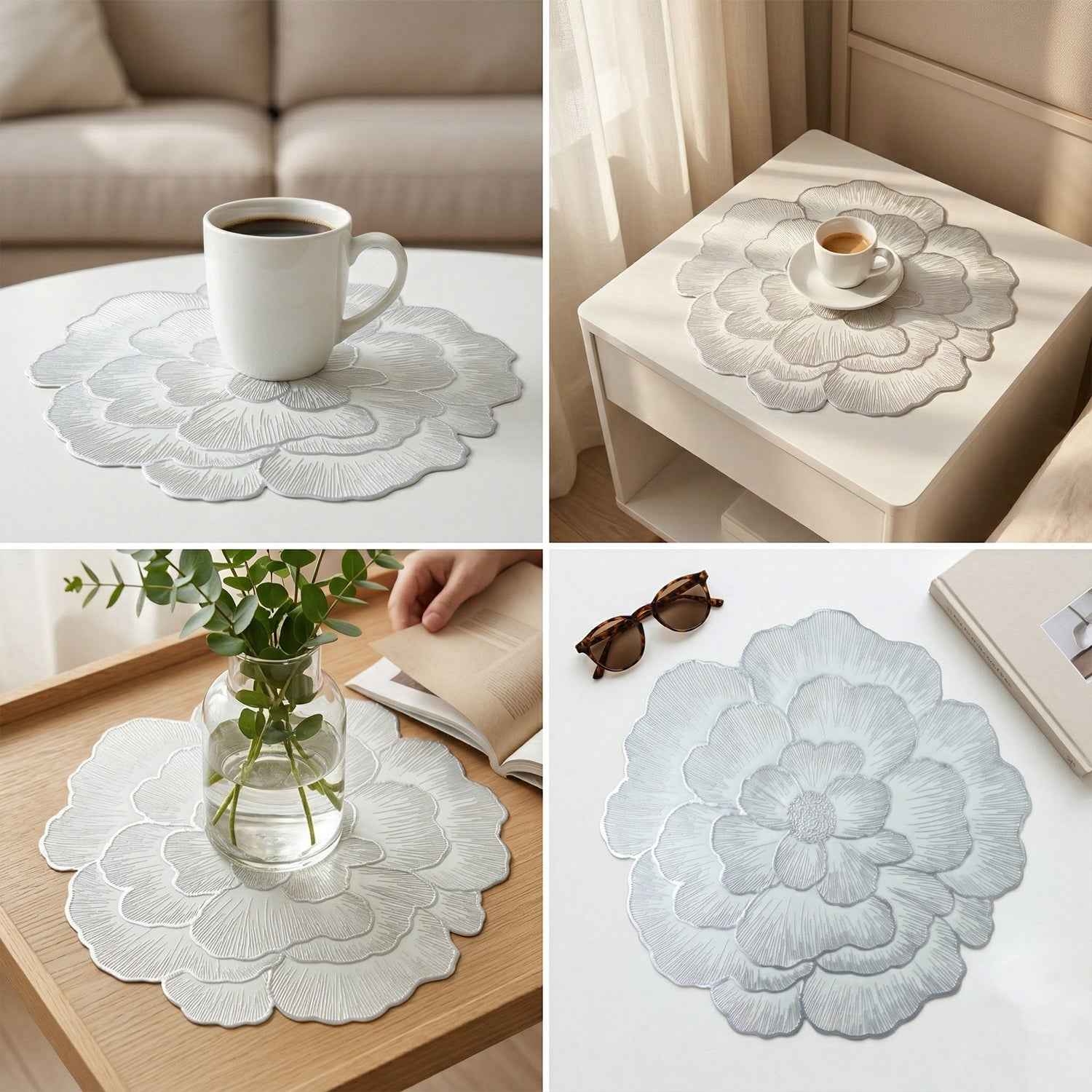 Round Floral PVC Table Mat – Waterproof & Heat Resistant for Dining