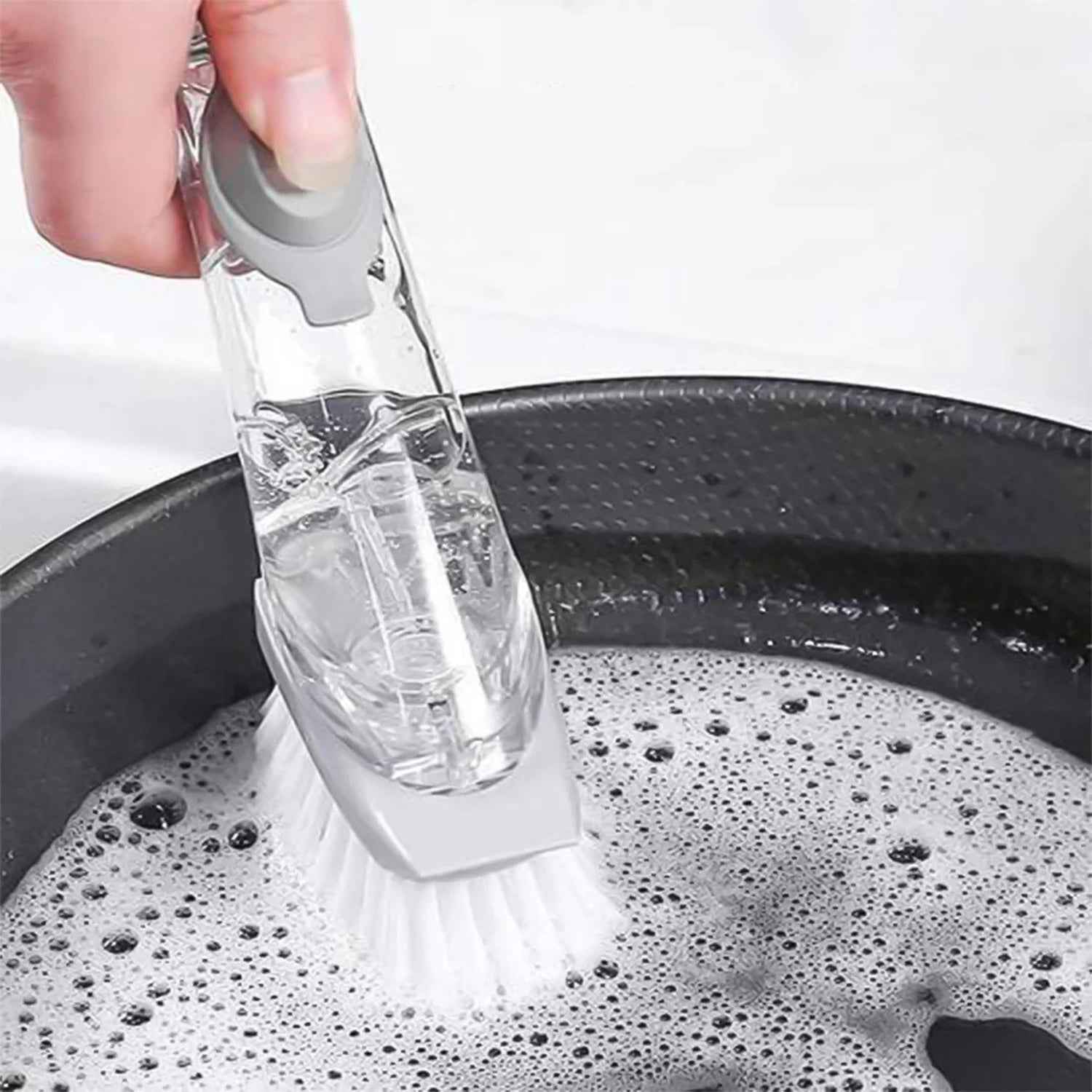 Soap-Dispensing Dish Brush – 2-in-1 Refillable Kitchen Scrubber
