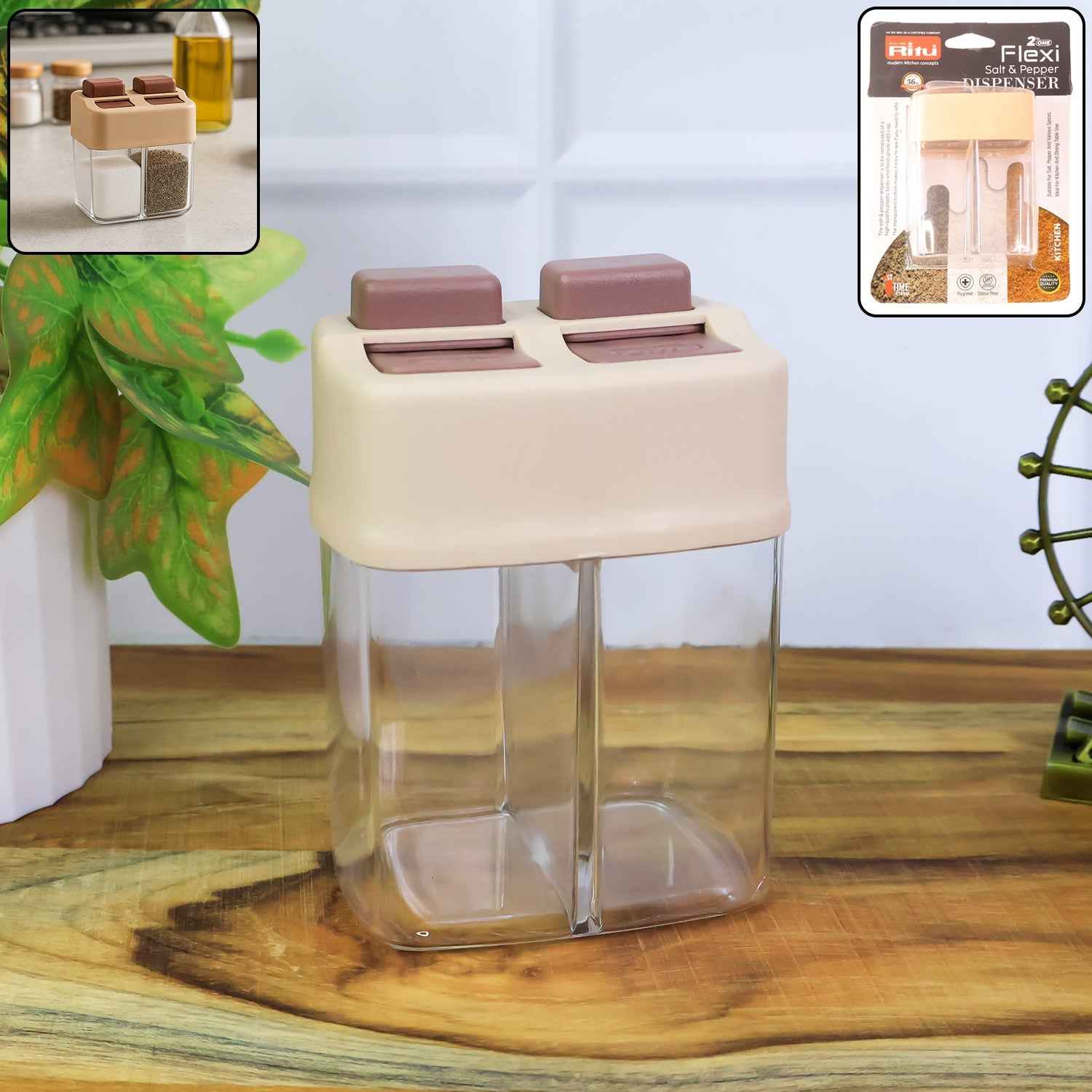 Salt and Pepper Dispenser – Dual Chamber 2-in-1 Spice Shaker