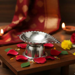 Stainless Steel Diamond Design Agarbatti & Diya Stand – Durable & Elegant