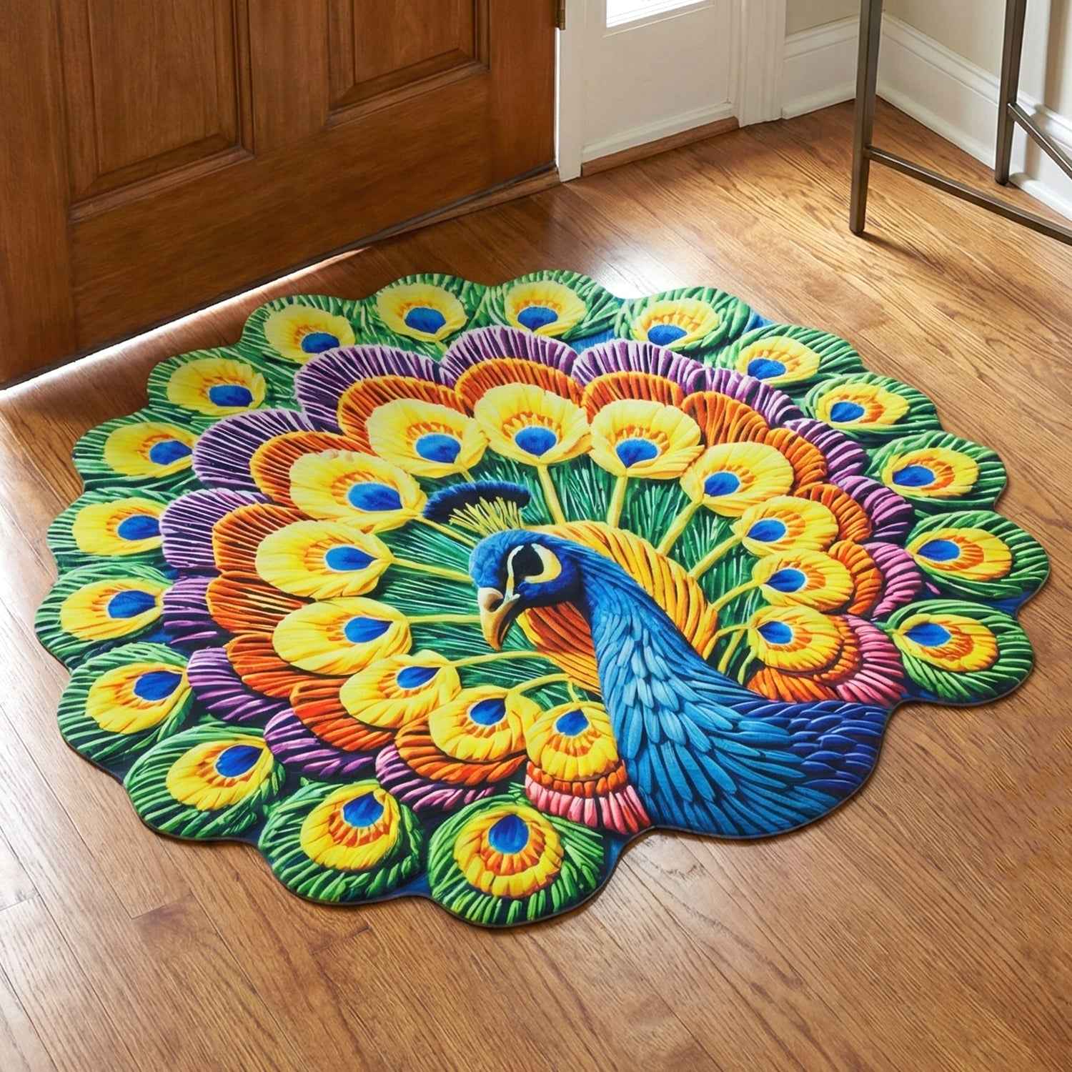 Peacock Design Floor Mat Ð Vibrant and Soft Home Decor
