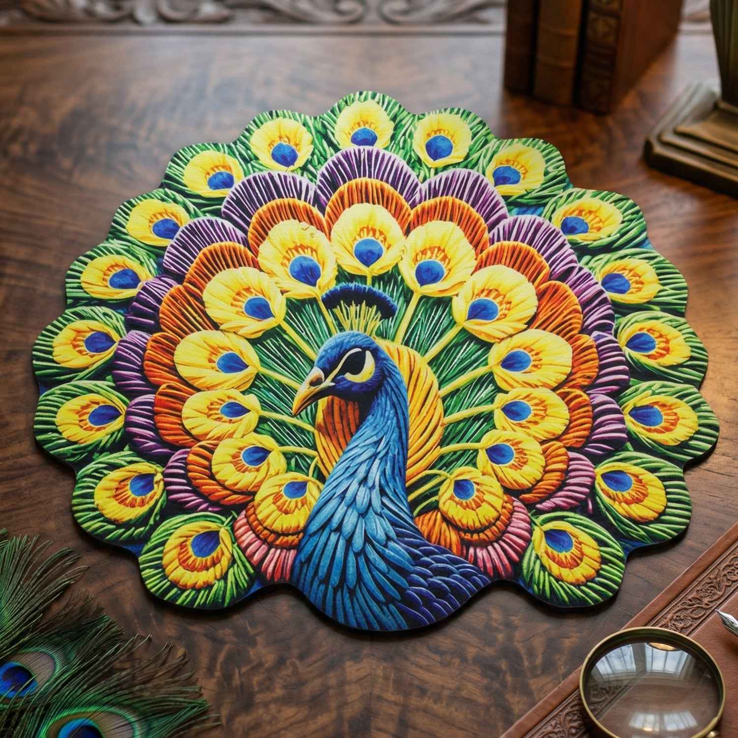 Peacock Design Floor Mat Ð Vibrant and Soft Home Decor
