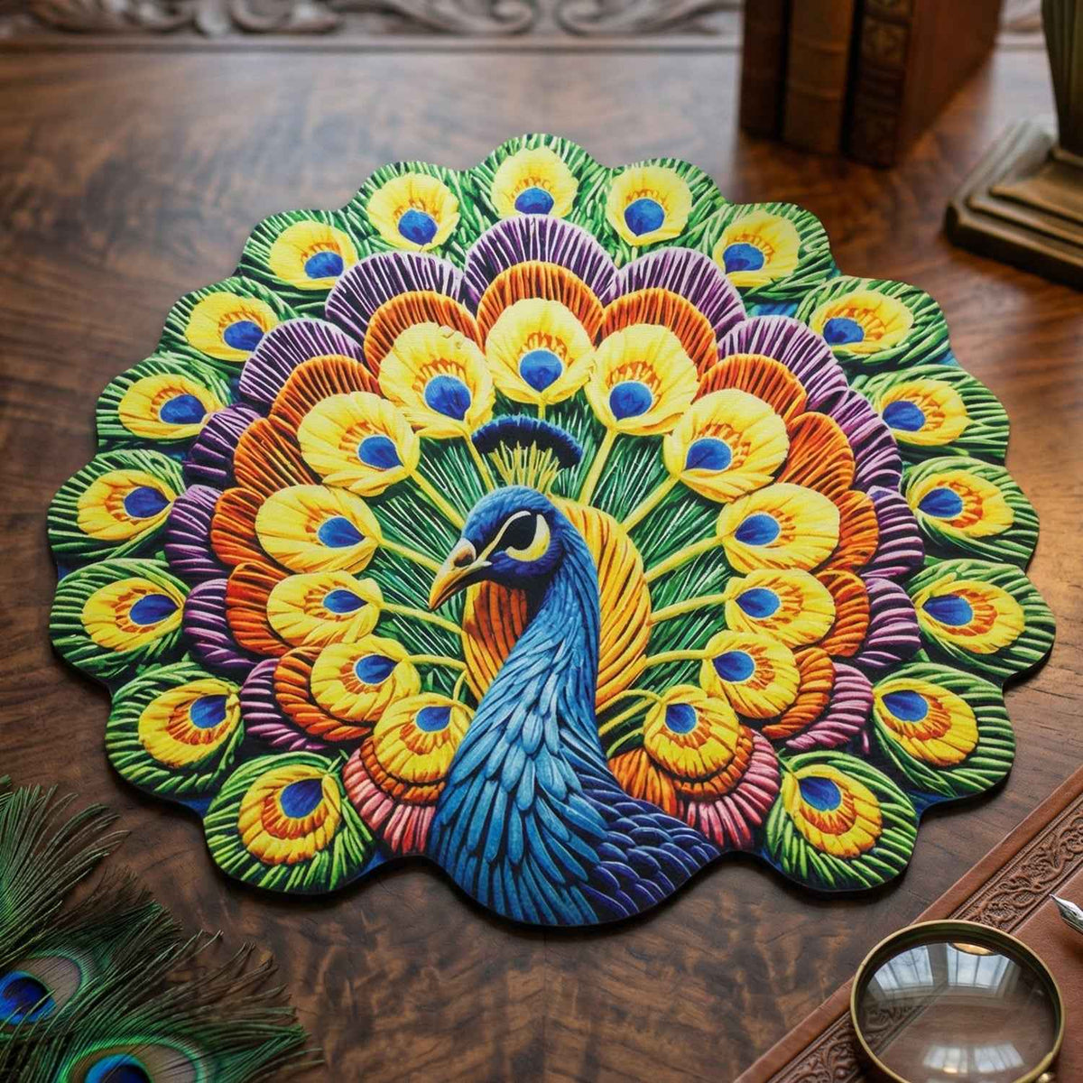 Peacock Design Floor Mat Ð Vibrant and Soft Home Decor