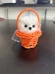 Cute Pet in basket keychain