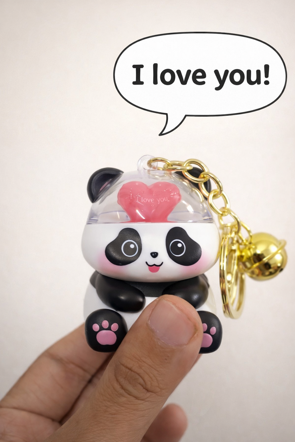 Panda I Love you talking keychain