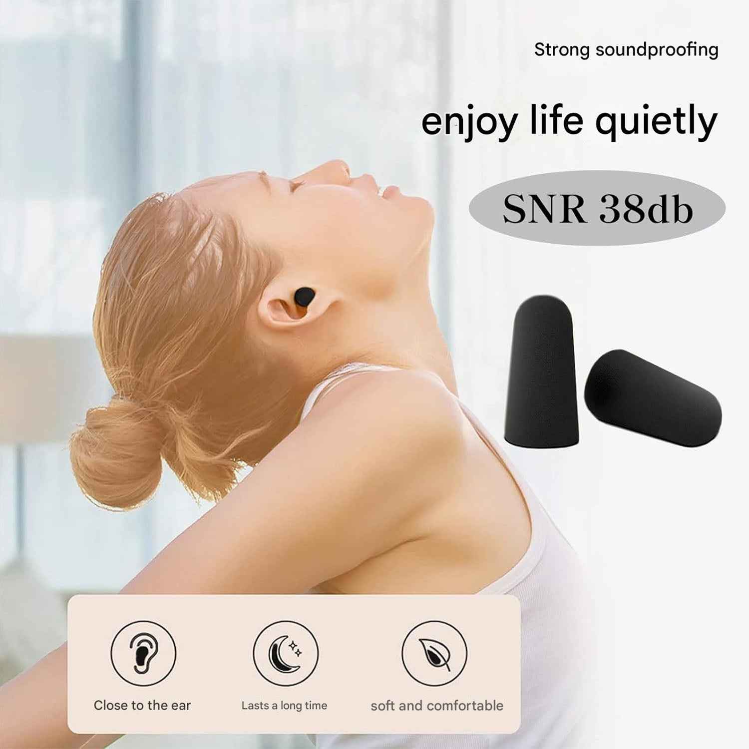 Men Soft Ear Plugs with Case Reusable Noise Reduction for Sleep (1 Pair)
