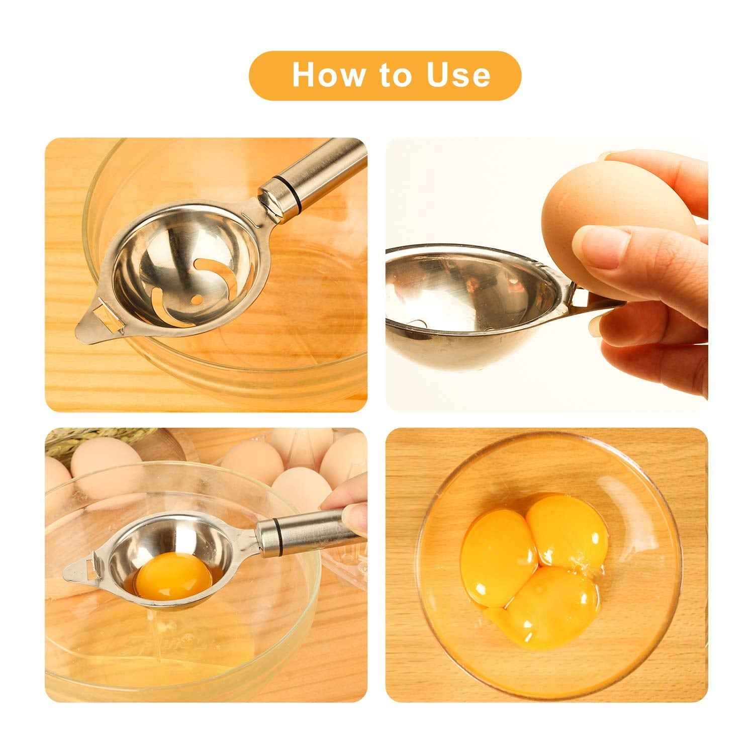 Stainless Steel Egg Separator – Durable Yolk & White Separator