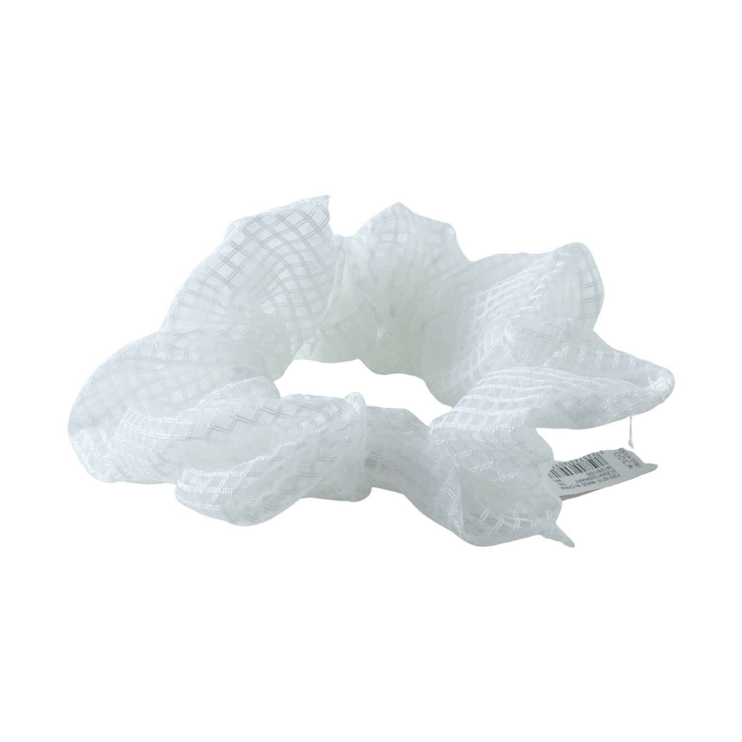 White Mesh Hair Scrunchie – Soft Stretchable Hair Tie