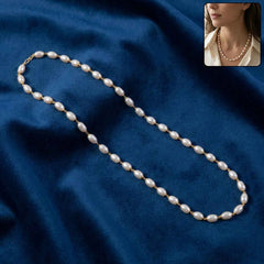 Pearl Beaded Necklace – Elegant Lightweight Gold-Tone Link Detail