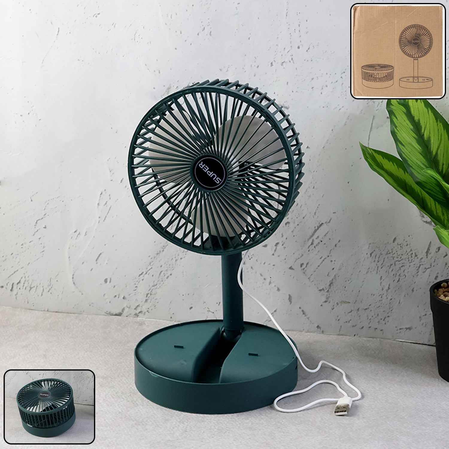 Telescopic Foldable Mini USB Desk Fan – Adjustable & Quiet Cooling