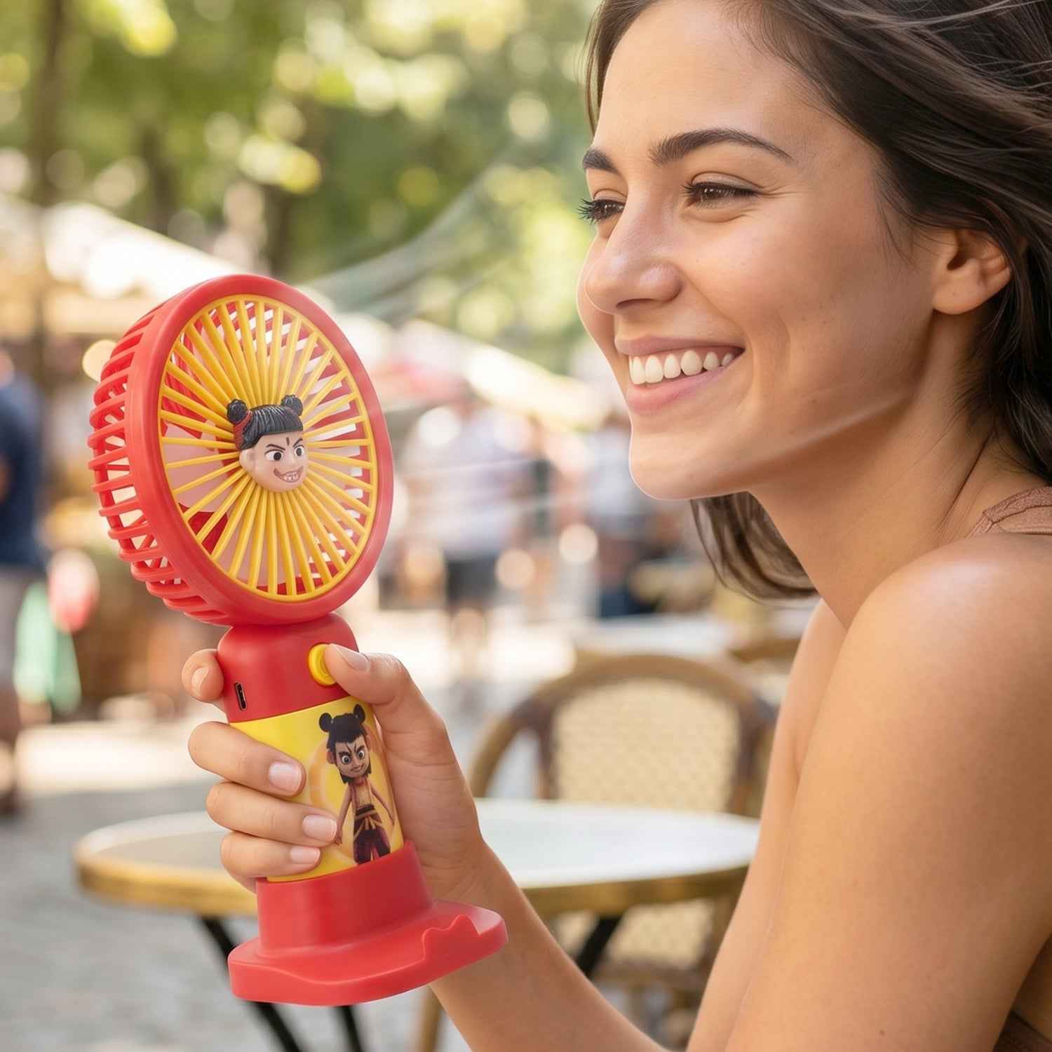 Cute Cartoon Character Mini Fan Ð Portable & Rechargeable for Kids