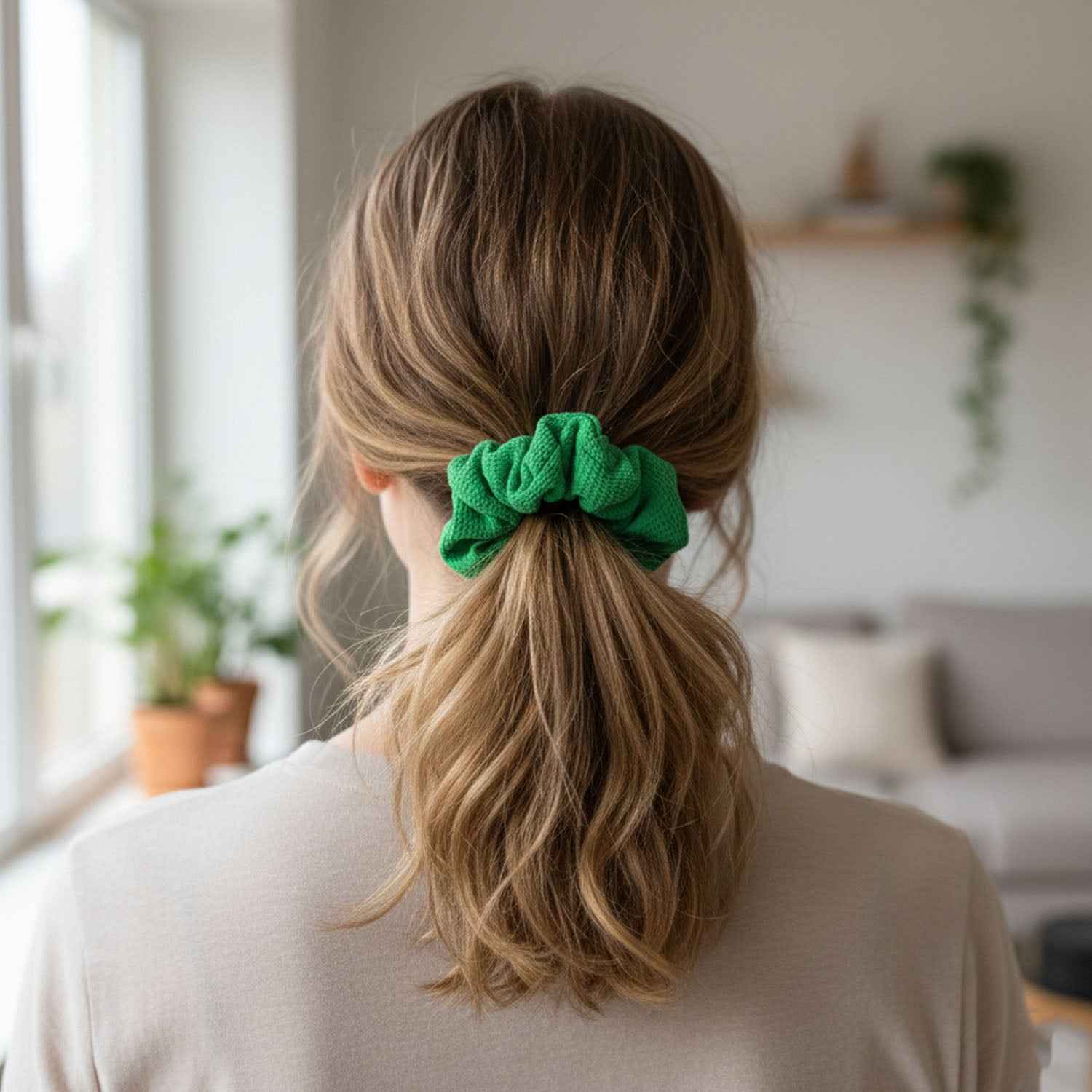 Fabric Hair Scrunchie with Bow Tie – Soft, Stylish Hair Accessory