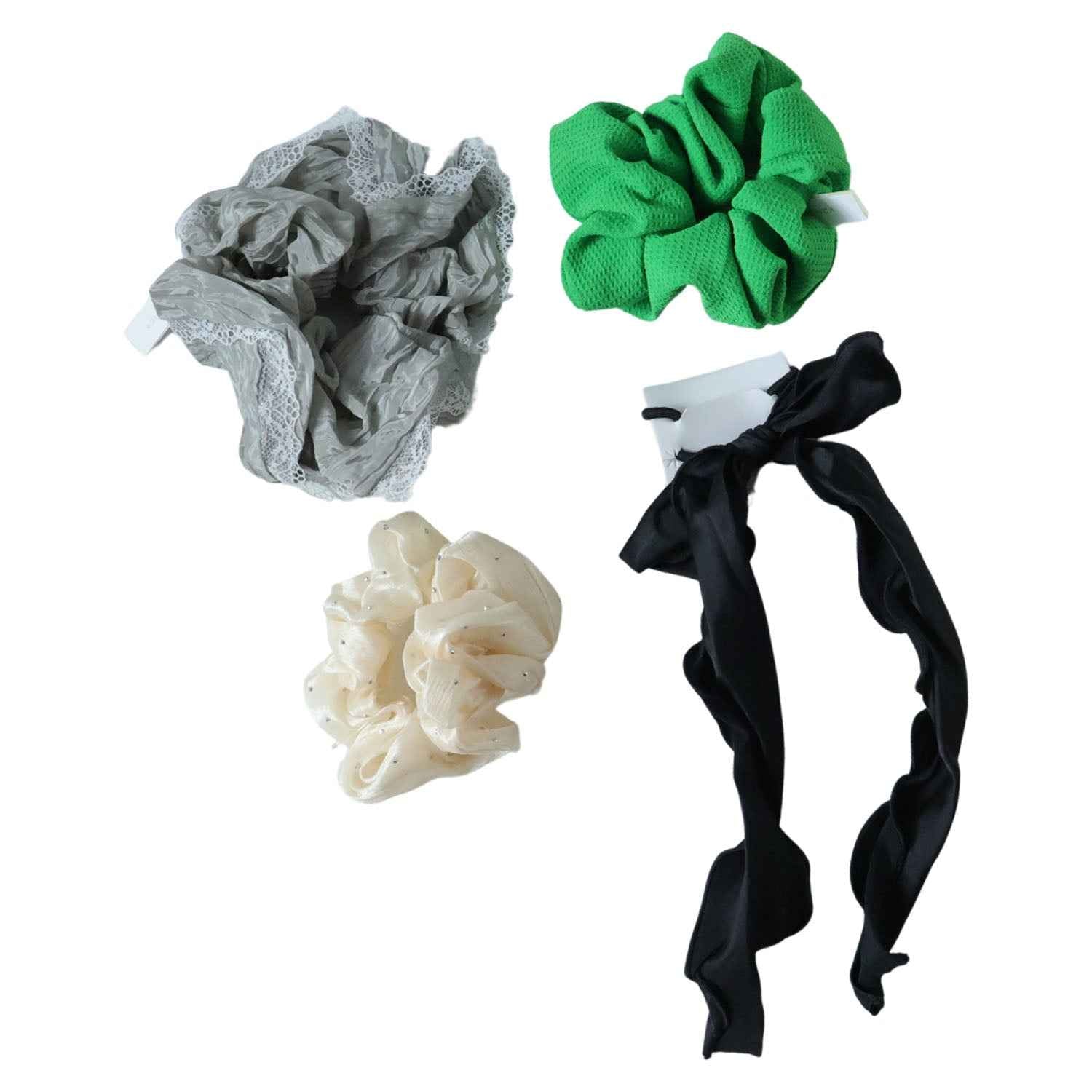 Fabric Hair Scrunchie with Bow Tie – Soft, Stylish Hair Accessory