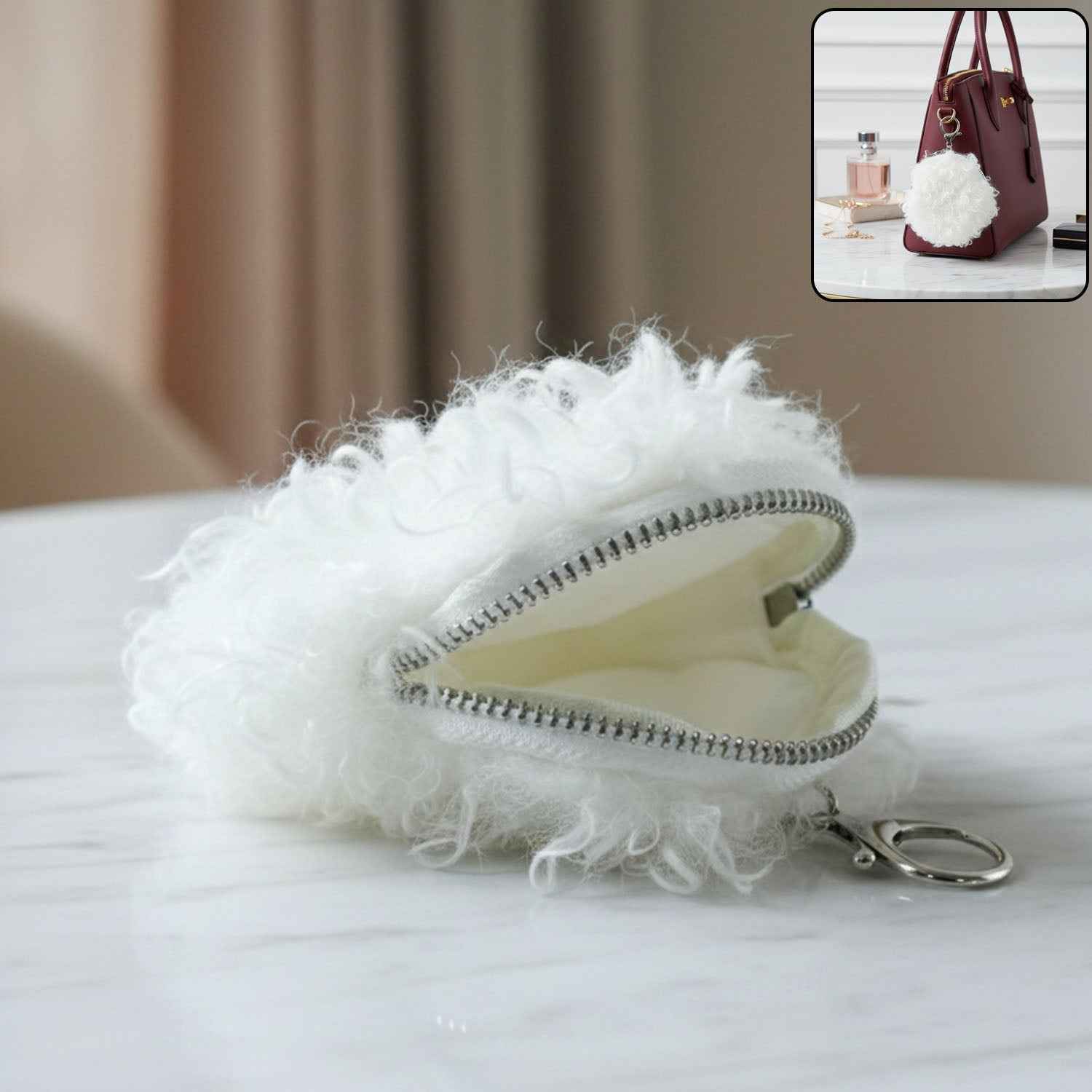 Mini Coin Purse – Soft Fluffy Compact Faux Fur Pouch