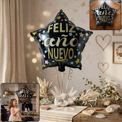 Black Star Feliz Ano Nuevo Foil Balloon Ð Bright Festive Decor