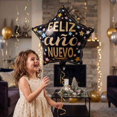 Black Star Feliz Ano Nuevo Foil Balloon Ð Bright Festive Decor