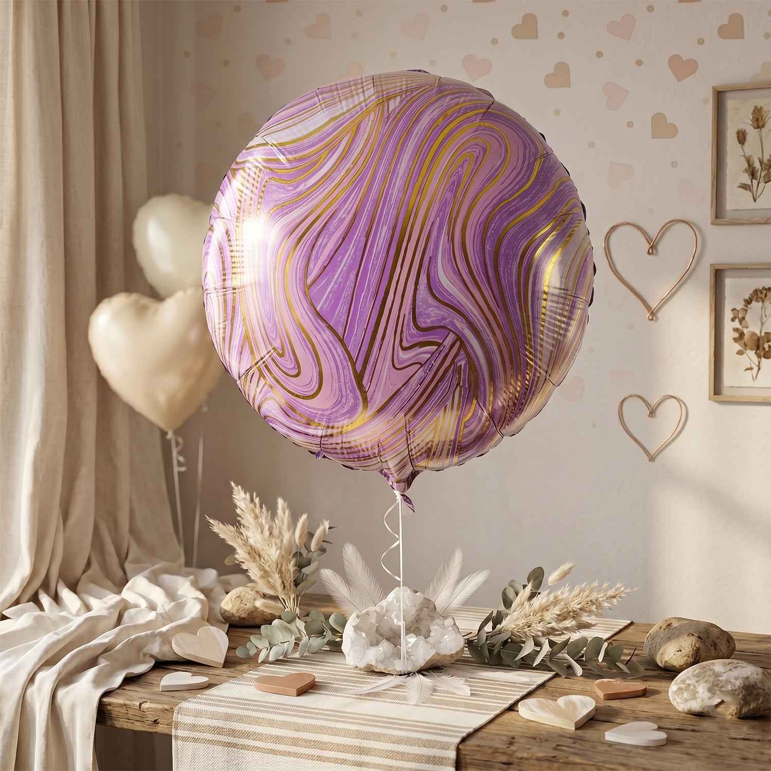Round Marble Foil Balloon Ð Bright Party Decoration 15cm