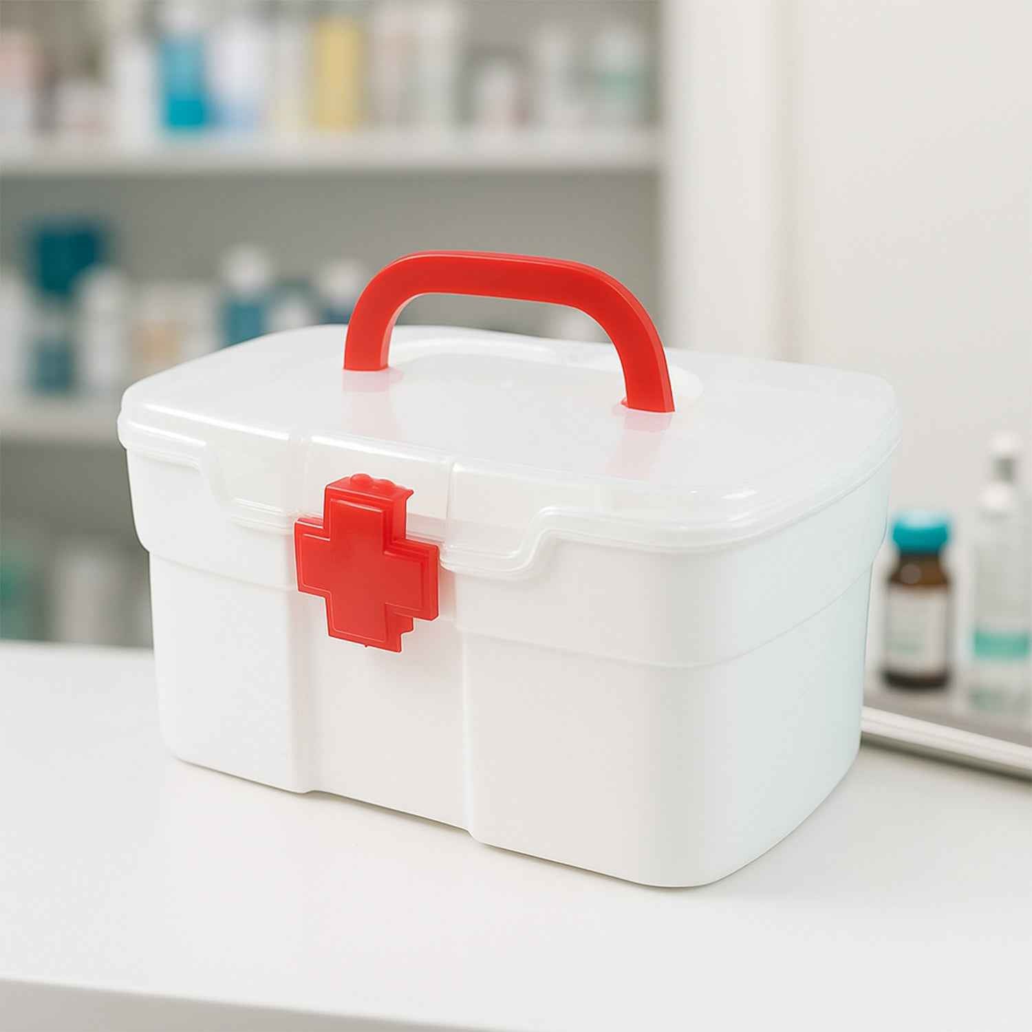 First Aid Box – Portable Medicine Storage with Tray | Organivo